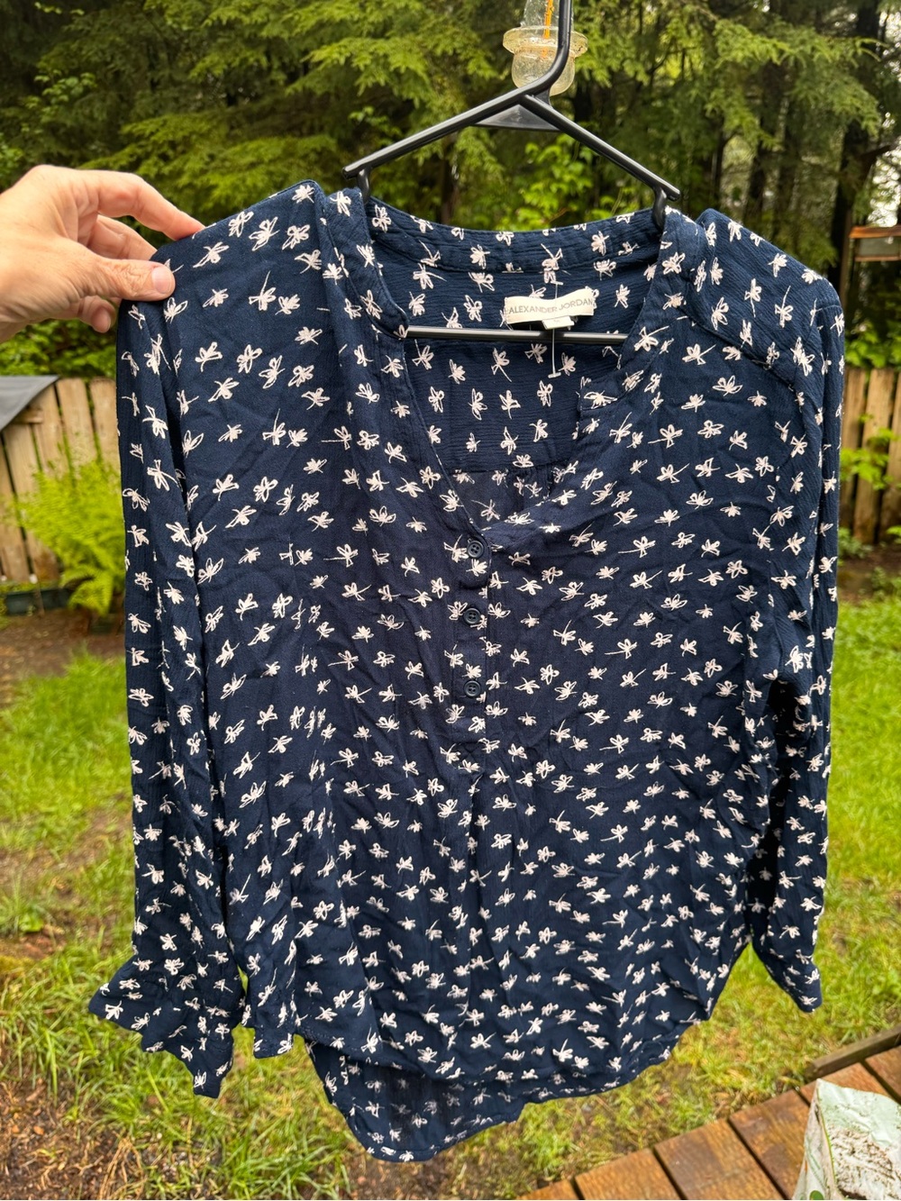 Alexander Jordan Navy Floral V-Neck Tie Tunic
